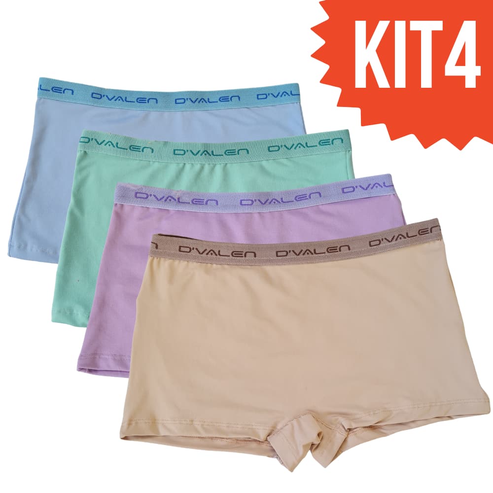 Kit 4 Calcinhas Box Boxer Plus Size Feminina Calcinha Shortinho Cueca Feminina XG G1 G2 G3