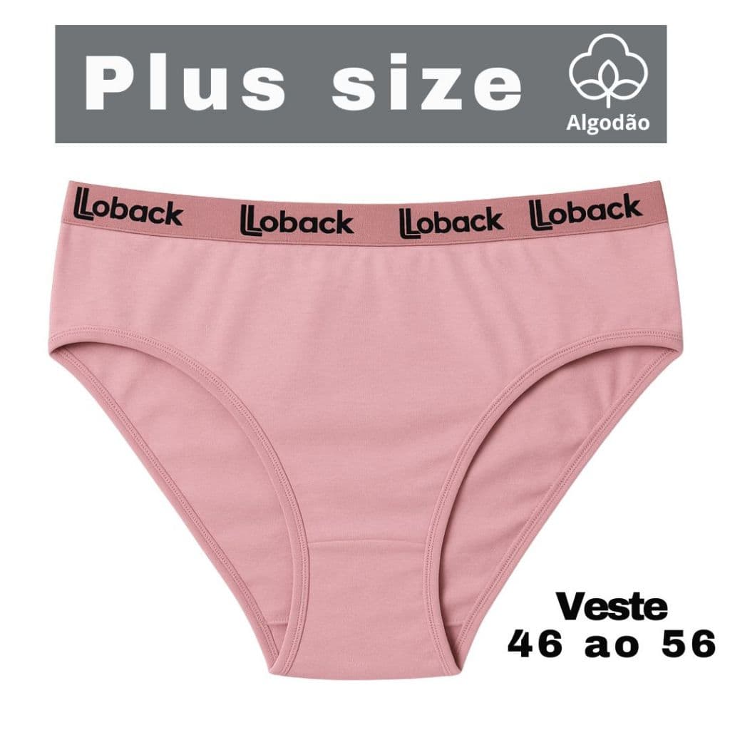 Kit 5 Calcinha Plus size Cintura Alta 100 % Algodão/Cotton Ref 301