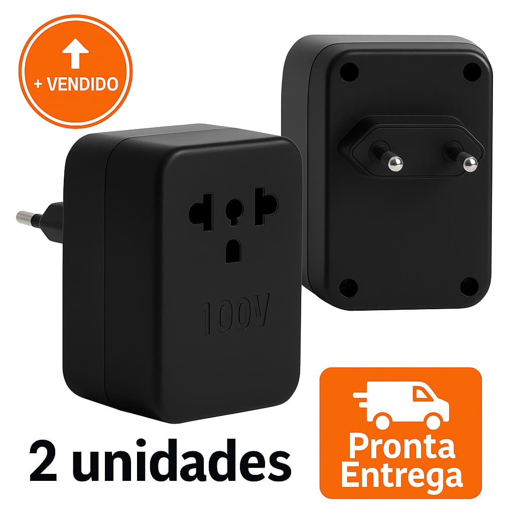 Kit 2 Transformador Conversor Portátil 100W Bivolt Com Chave 110V Para 220V e Vice-Versa