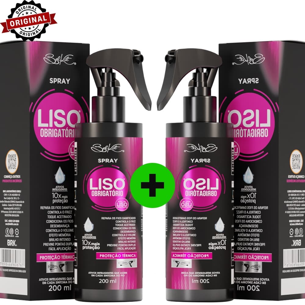 Kit 2 Spray Finalizador Liso Obrigatório 200ml - Proteção térmica, reconstrução e finalizador