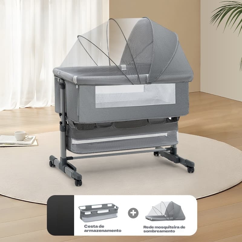 Berço Balanço Portátil Moises Mosqueteiro Infantil Trava de Segurança Regulável Até 3 Anos