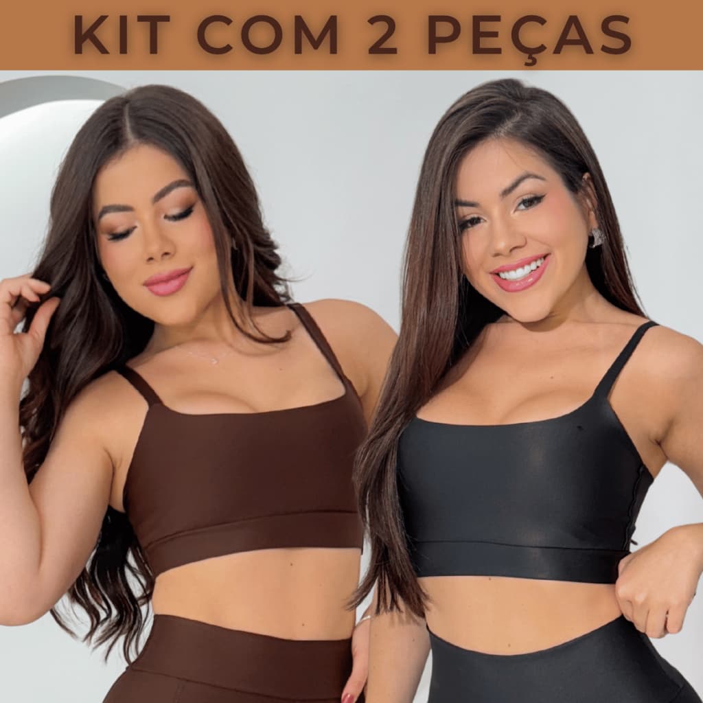 Kit 2 Top Feminino Fitness Academia P ao G1 Alcinha Suplex Premium Caminhada Corrida Esporte