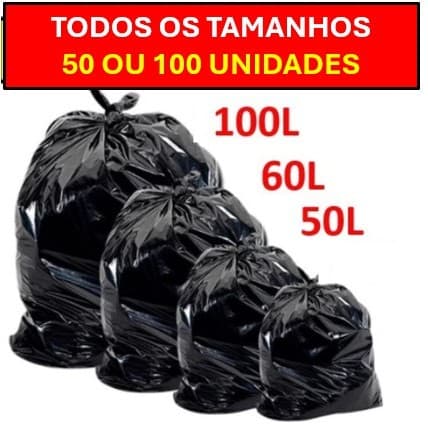 Saco de Lixo resistente com 100/50 unidades 100/60/50 Litros direto da fábrica