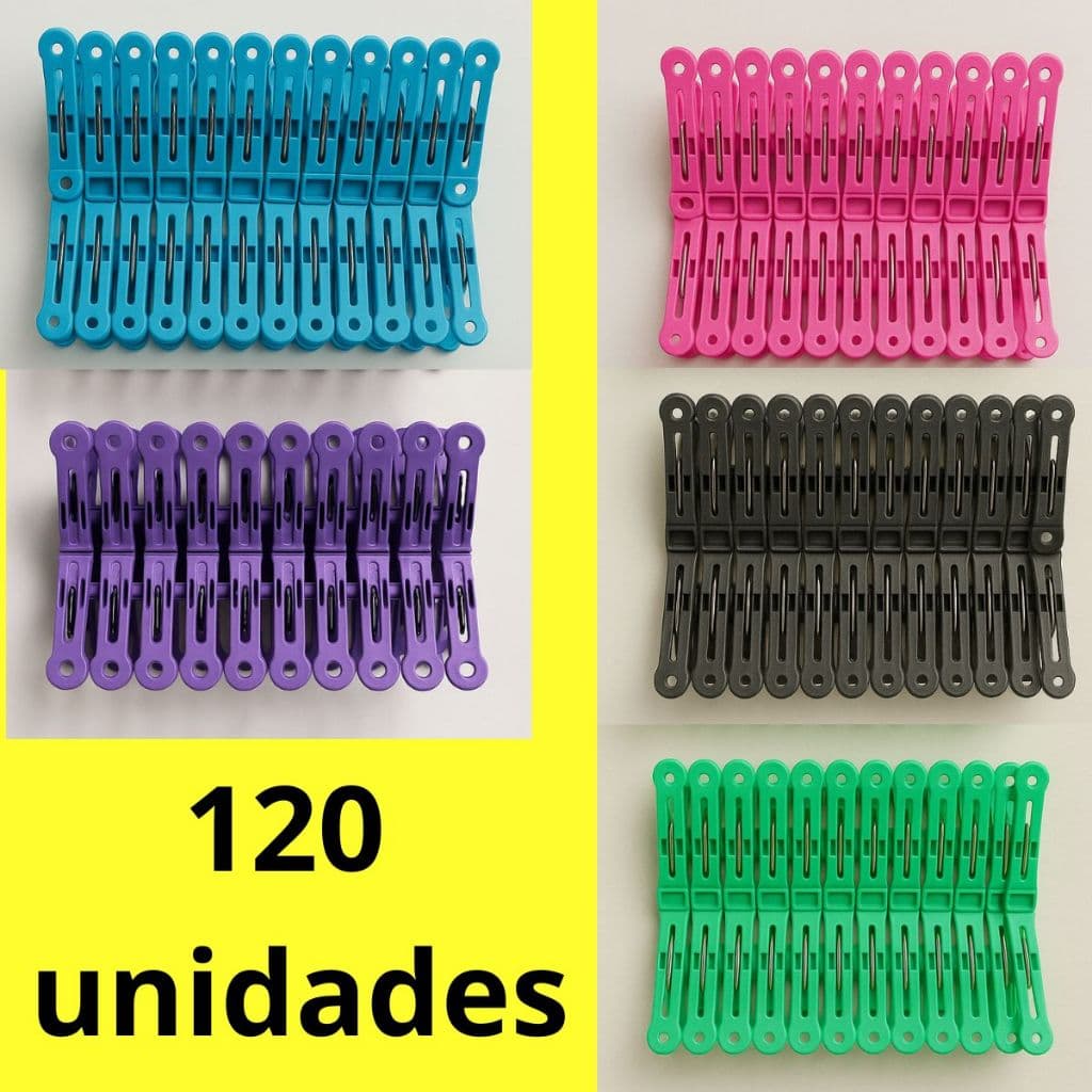 Kit 120 Unds de Prendedores de Roupa Para Varal Resistente Cores Sortidas
