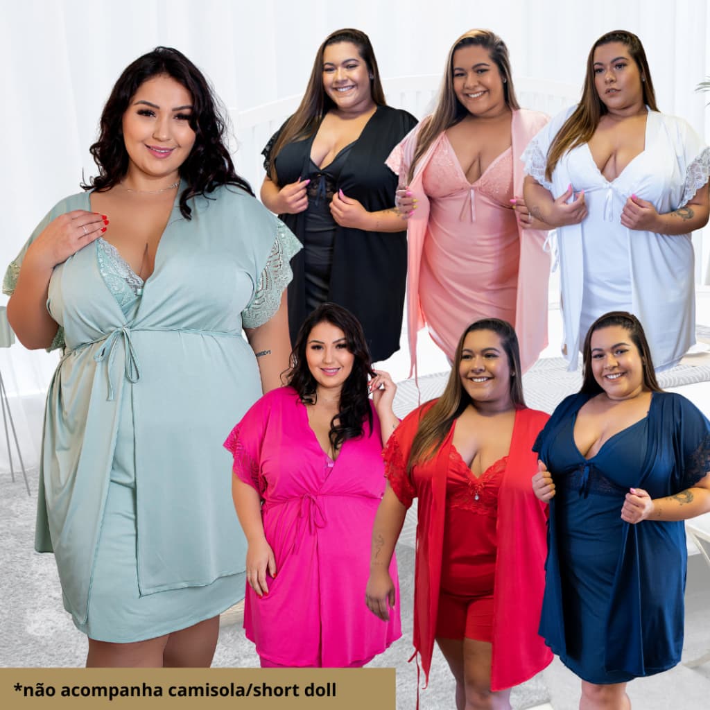 Robe Plus Size 50 a 58 Roupão Maternidade Tamanho Grande com Renda Confortável Luxo BeLit Modas 2103