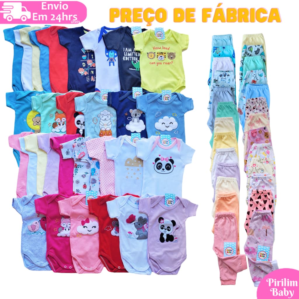 Kit 8 peças Enxoval Roupas Bebê Menino ou Menina Maternidade 100% Algodão Recem nascido