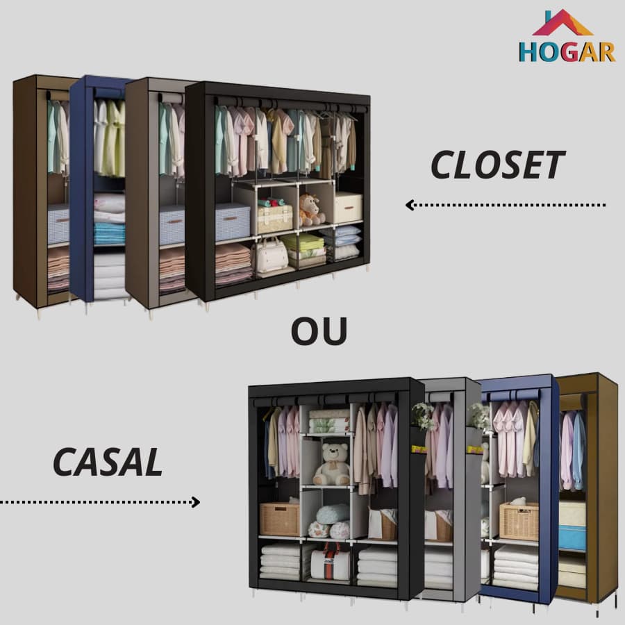 Guarda Roupa Dobrável Organizador De Roupa Armário Grande Closet Desmontável Casal