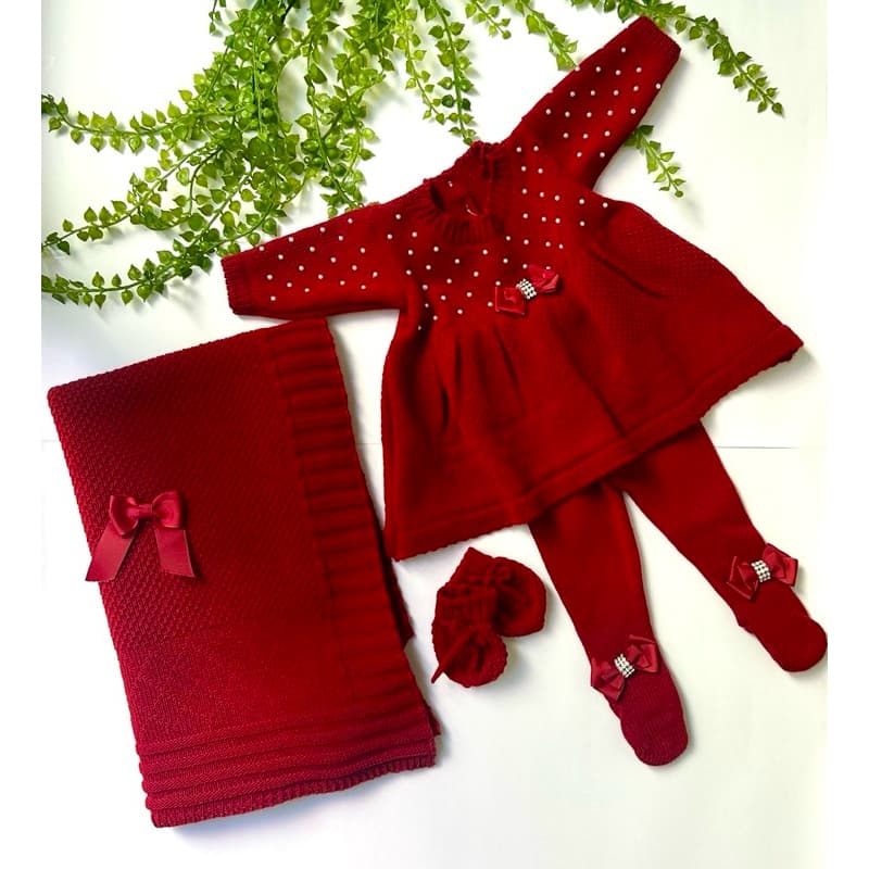 Saída Maternidade Menina em tricô 4 Peças