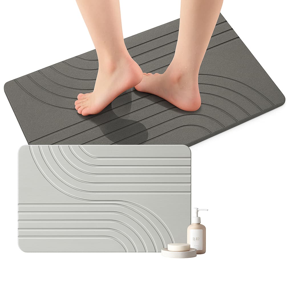 Tapete Banheiro Impermeavel Pedra Diatomacea 60x40cm Absorvente Malha Antiderrapante Secagem Rapida