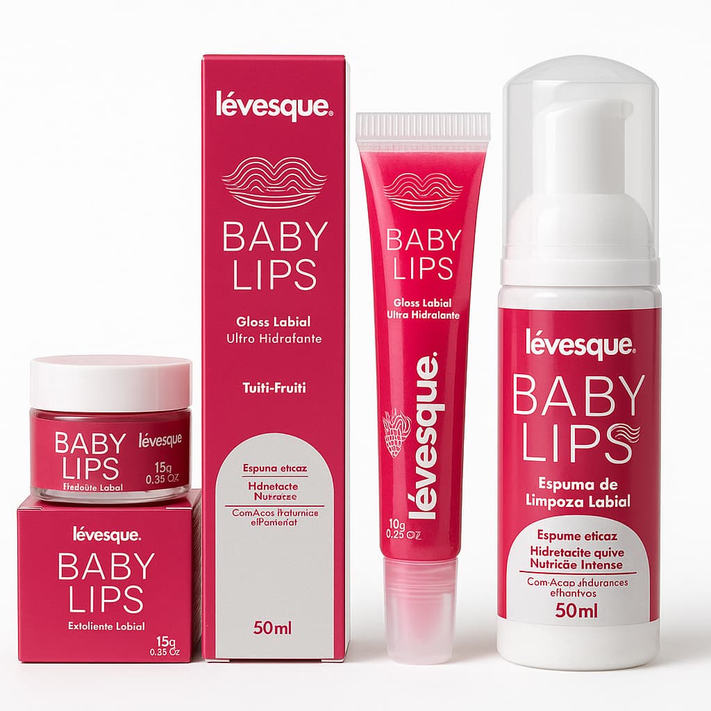 Kit Labial Baby Lips Gloss e Esfoliante e Espuma Tuti Frutti - Rejuvenescimento e Aumento dos Lábios