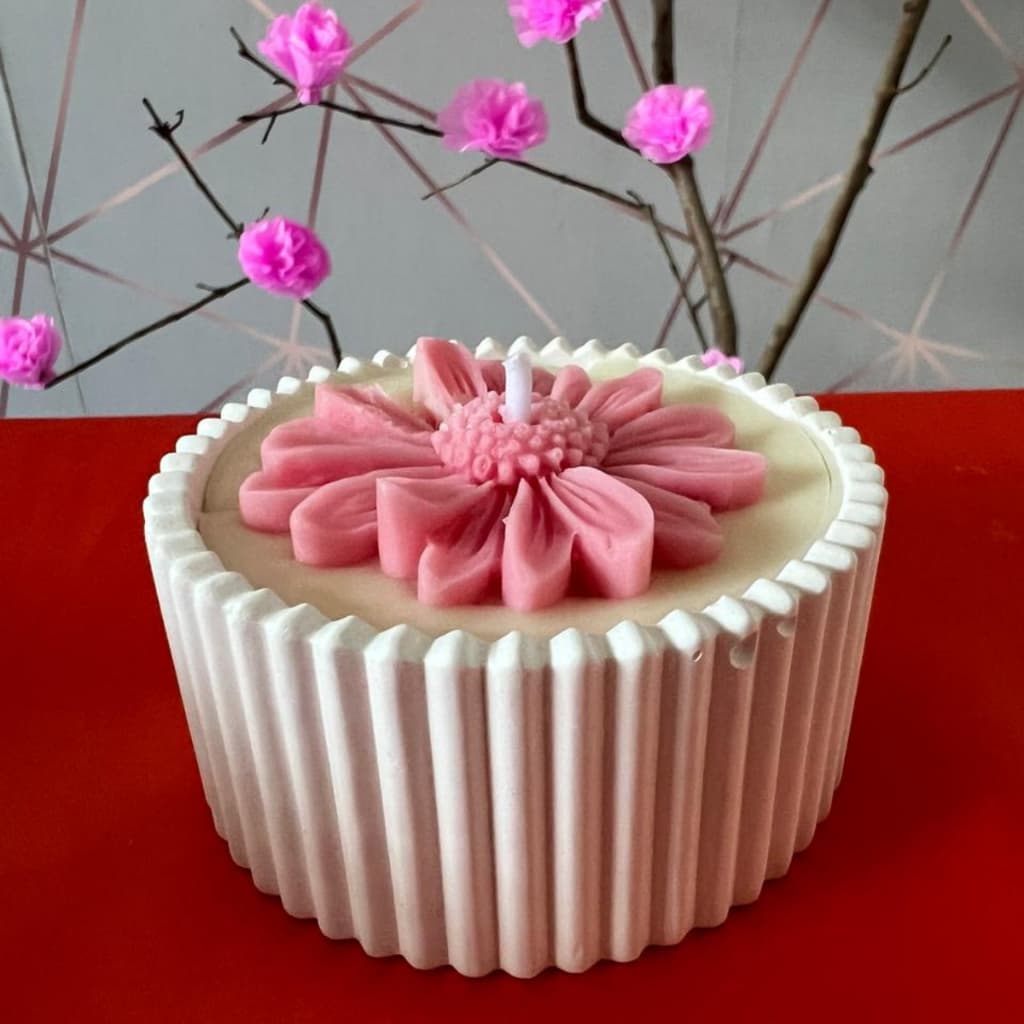 Vela Aromática 150g no Pote de Gesso Artesanal | Cera 100% Vegetal | Presente Criativo & Decoração