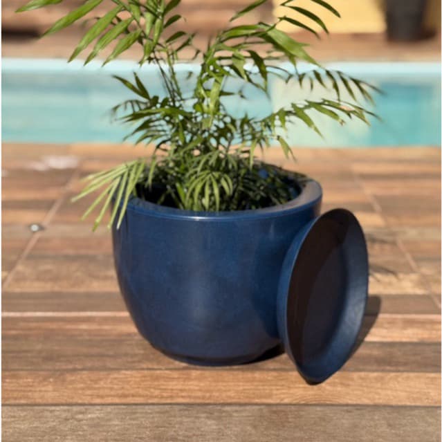 Vaso para Plantas Decorativo com Prato Bojo Redondo Liso em Polietileno N1