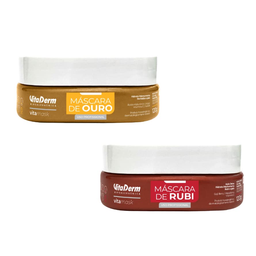 Máscara Facial de Ouro Vitaderm 120g + Máscara Facial de Rubi Vitaderm 120g