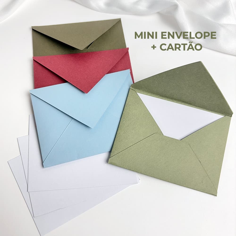 Mini Envelope COM CARTÃO colorido 180g - 6,5 x 8,5 cm - pequeno para convite individual / dinheiro