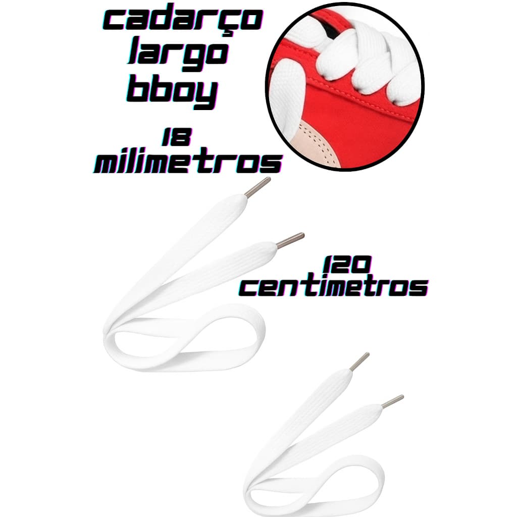 Cadarço BBOY 120cm Largo Grosso 18mm – Estilo e Resistência para Tênis sapatos mochilas Sacolas