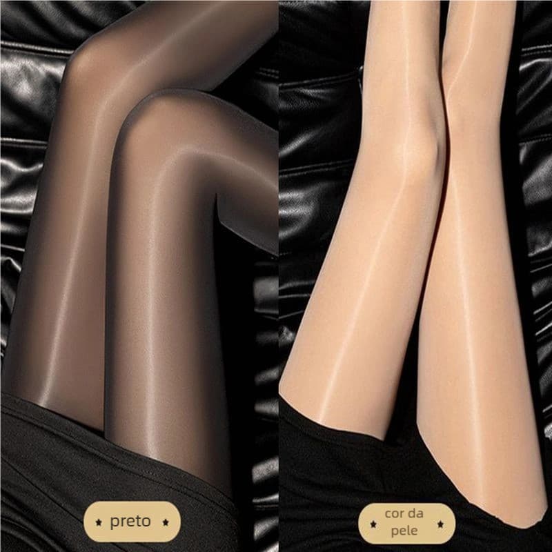 Meia-Calça Feminina De Seda 70D Com Brilho