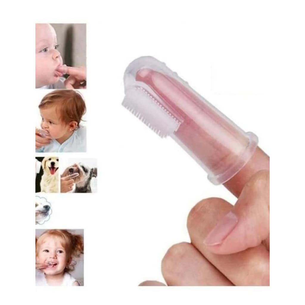 Escova Massageadora de Dedo em Silicone Sem Estojo  para Bebês e Pet Limpeza Bucal Suave e Eficiente