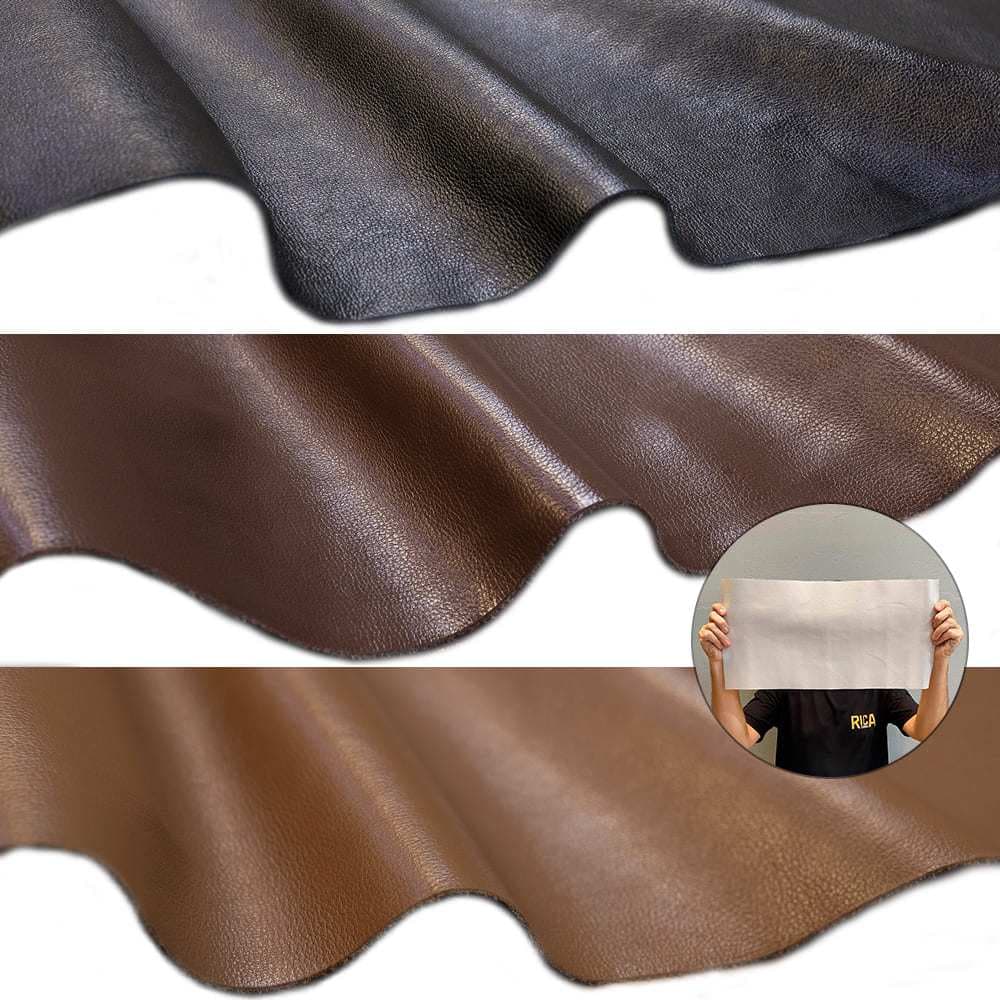 Kit 3 Pedaços Couro Genuíno 25x50cm tipo Floater - Placa Retalho Painel Couro Bovino - Textura Encorpada - 14/16 linhas