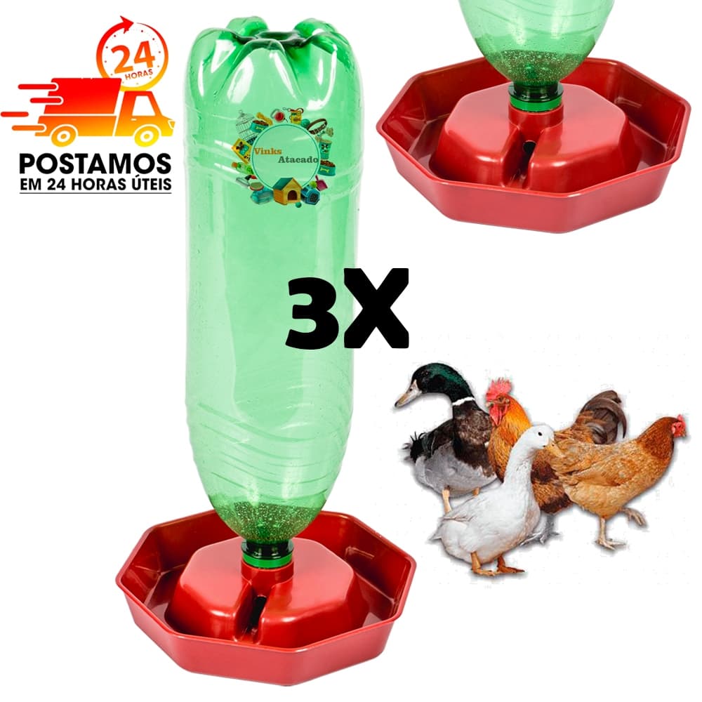 Kit 1 a 9 Unidades Base Bebedouro Automatico Para Galinha Frango Pintinho Angola Codorna Pato Marreco Ganso Aves