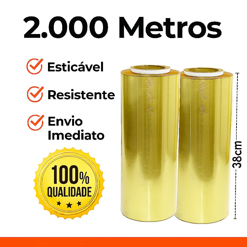 Kit 2 Rolos Bobina Plastica de Filme PVC 38cm x 1000 metros