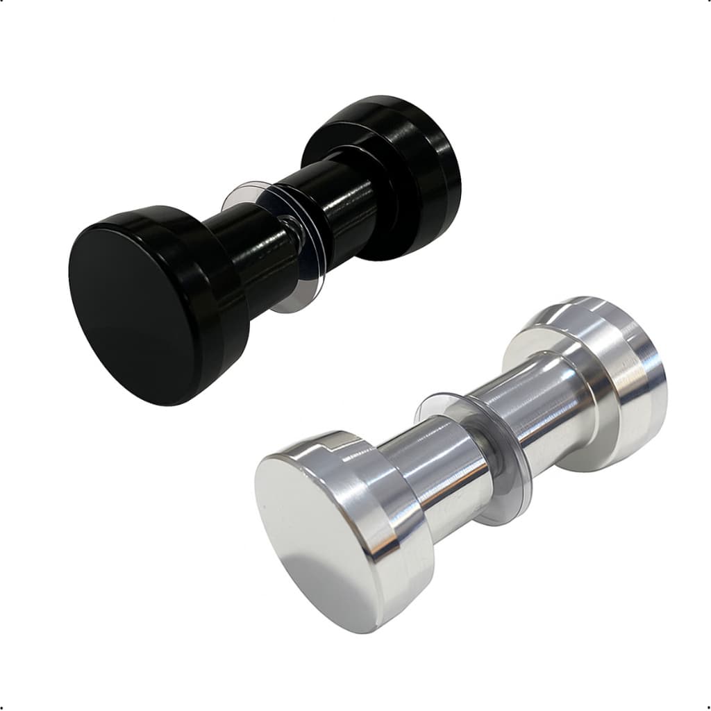 Puxador Duplo Cilíndrico para Box de Banheiro De Vidro Blindex Janela - Polido e Preto