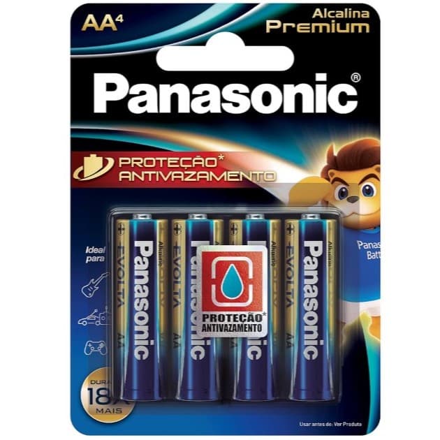 Pilha Alcalina Premium Panasonic AA - 4 UN - Antivazamento