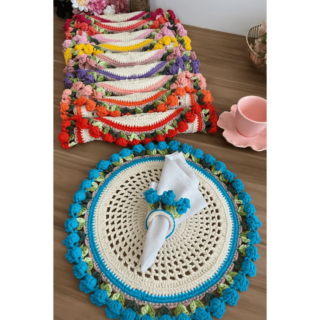Sousplat Supla Suplat Porta Copos Guardanapos em Crochê Toalha Centro de Mesa Decoração Cozinha
