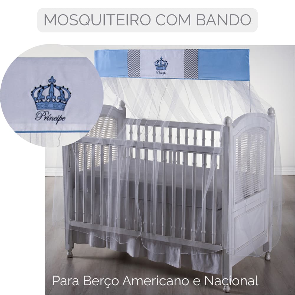 Mosquiteiro para berço americano e nacional mosqueteiro de bebê com bando bordado