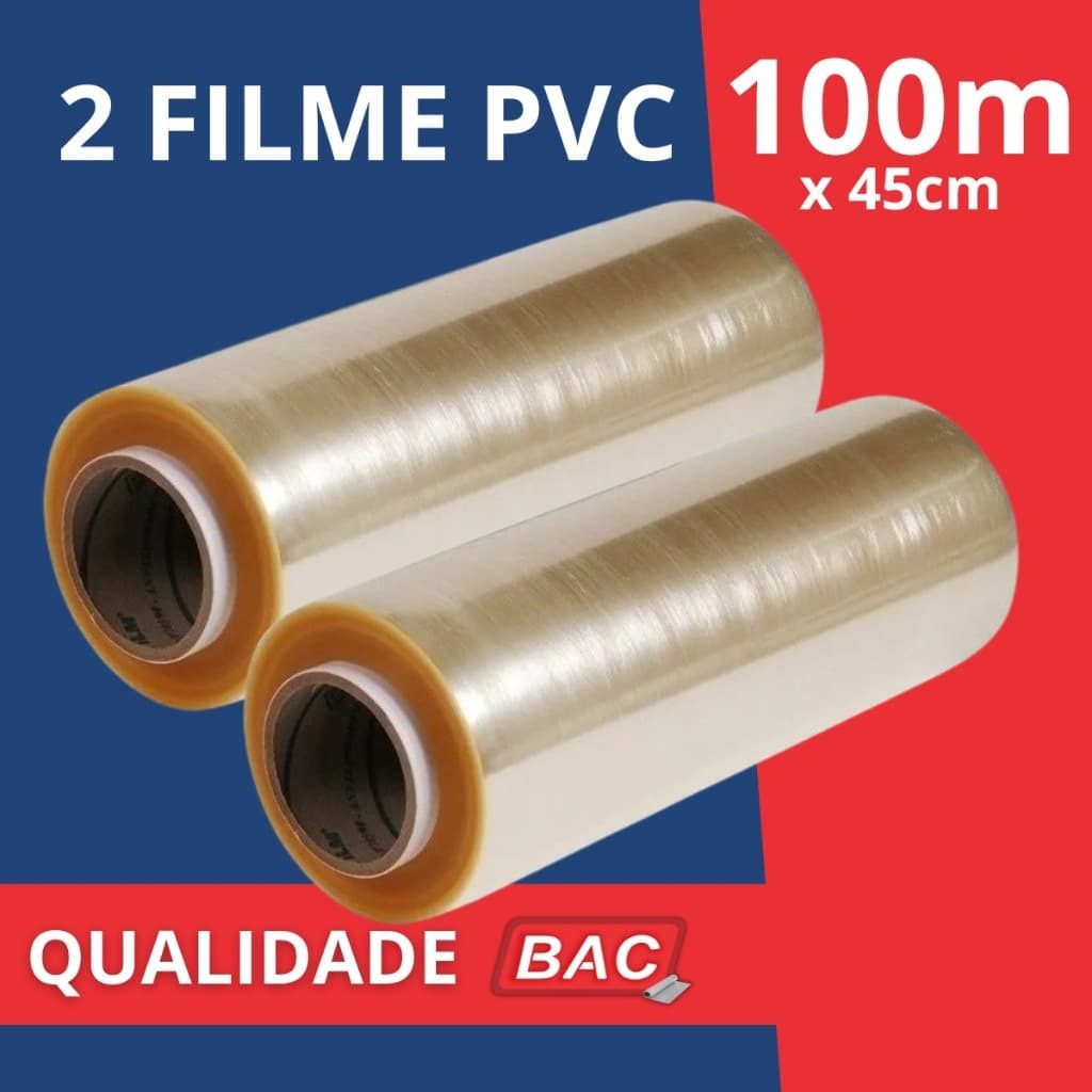 Kit 2 Rolo Bobina Plastico De Filme Pvc 28cm X 100 Metros Qualidade BAC