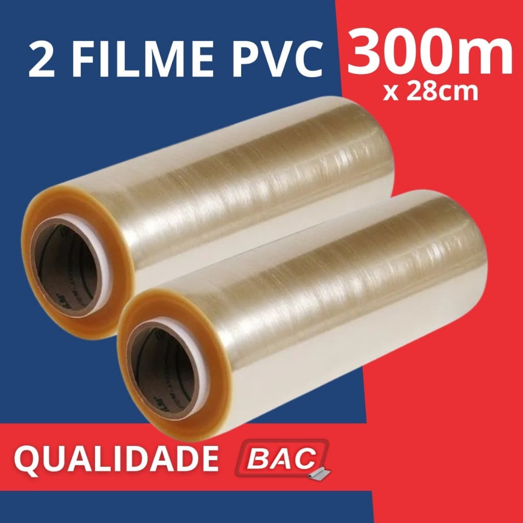 Kit 2 Rolo Bobina Plastico De Filme Pvc 28cm X 300 Metros Qualidade BAC