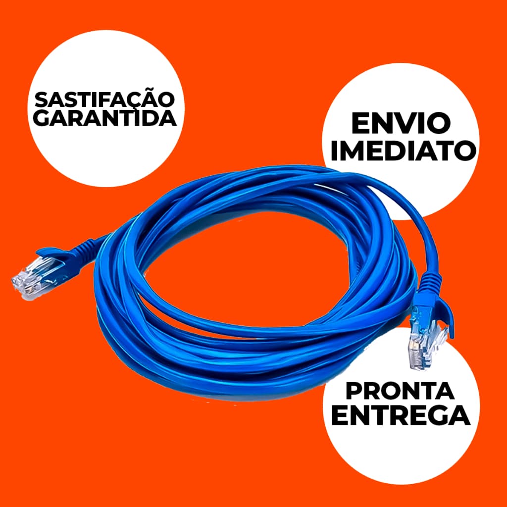 Cabo De Rede Rj45 3 5 Metros Rede Lan Azul Cat5 Montado Alta Velocidade