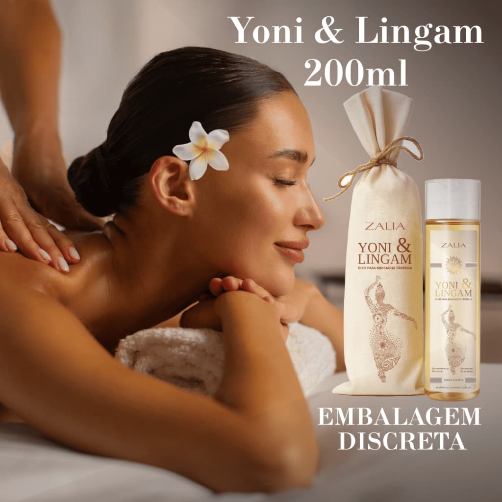 Óleo de Massagem Tântrica Yoni & Lingam 200 ml – Semente de Uva, Lavanda, Relaxante Sensual