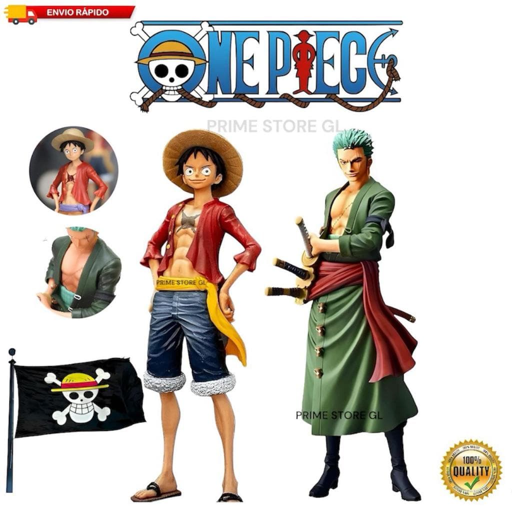 Action Figure Geek One Piece Luffy & Zoro – 18 cm Anime Colecionável