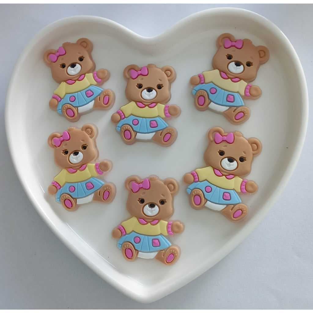 Aplique Emborrachado Infantil Ursinha Laços Tiaras Prendedores Artesanato DIY