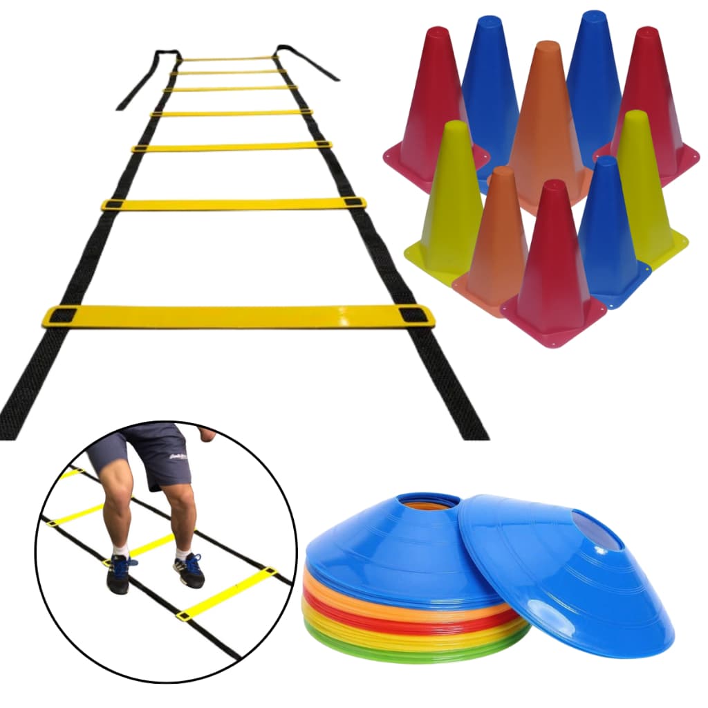 Escada De xercícios Agilidade + 10 Cones Treino +10 Chapéus Chinês Futebol e Funcional