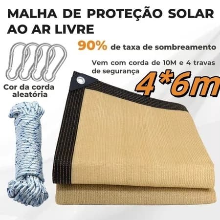 Tela Sombrite 90% 6x4m Bainha Reforçada Com Llhos Metálicos