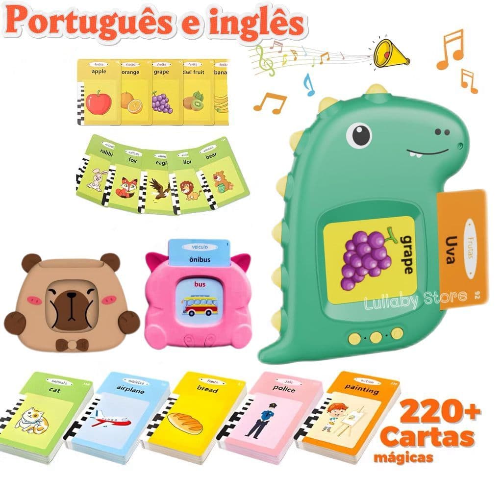 Brinquedo Pronúncia Portátil Máquina De Cartões De Aprendizagem Oral Kids Educational Toys（Português e Inglês）