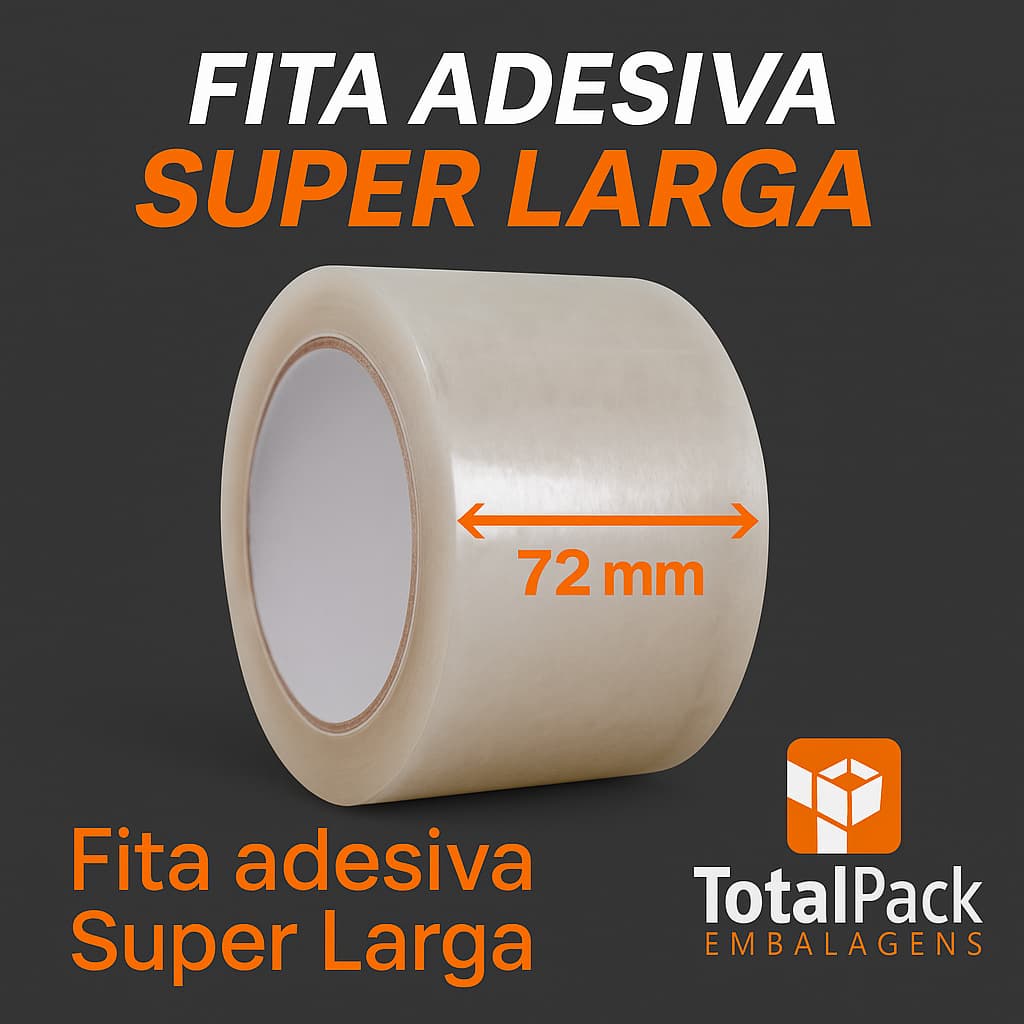 02 Rolos Fita Adesiva Super Larga 72MM Transparente