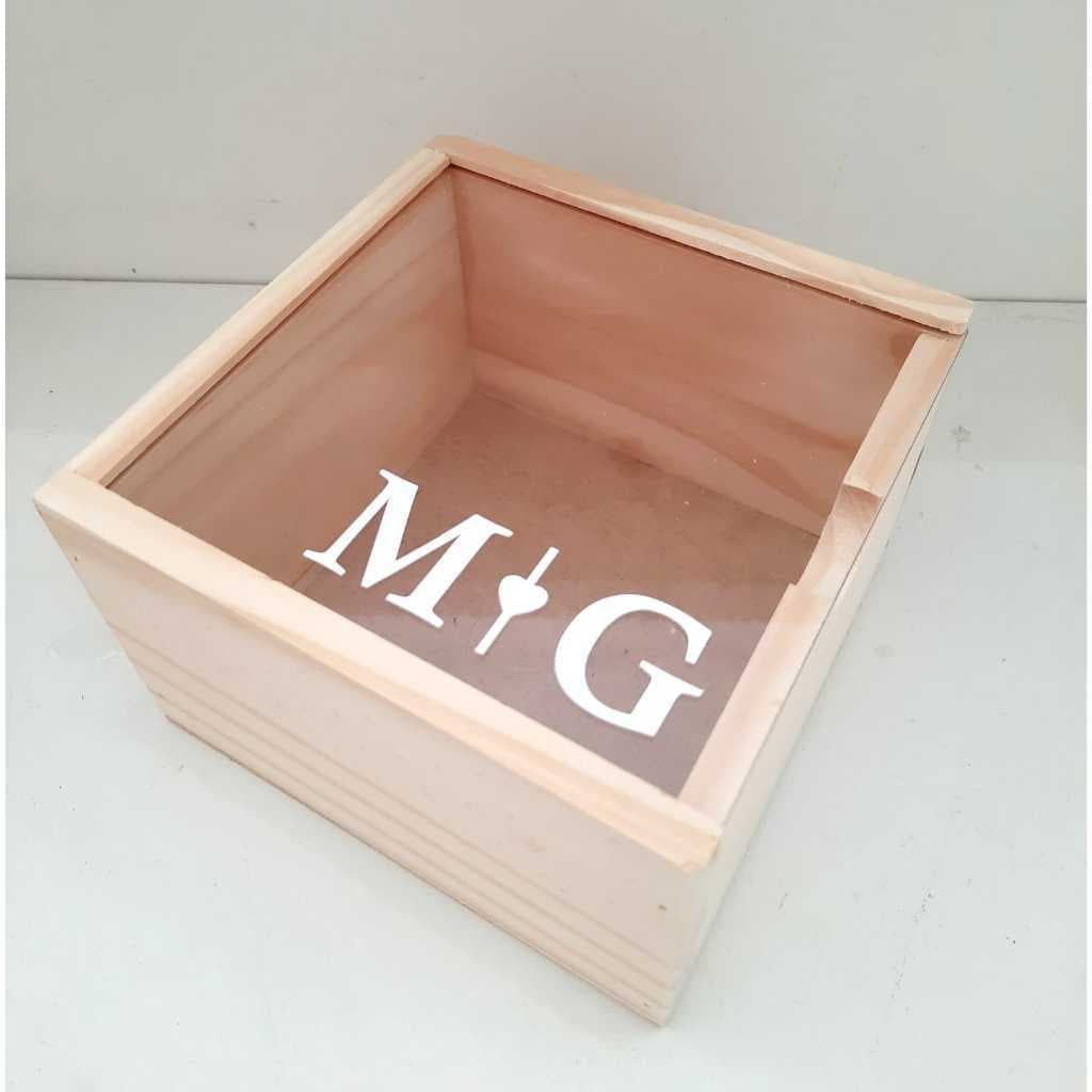 Alabama Caixa Estojo + PERSONALIZAÇÃO em pinus com tampa transparente - Casamento, batizado convite