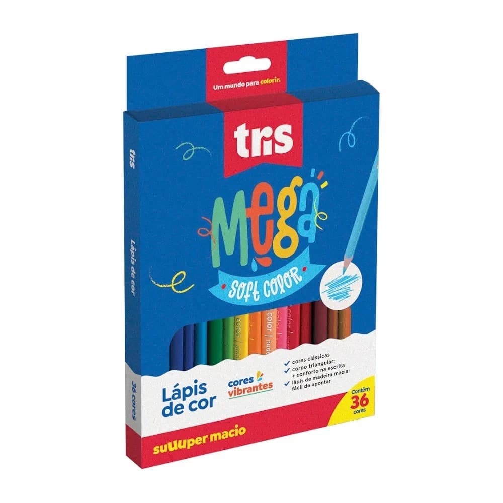 Lápis De Cor Tris Mega Soft Color Triangular Macio