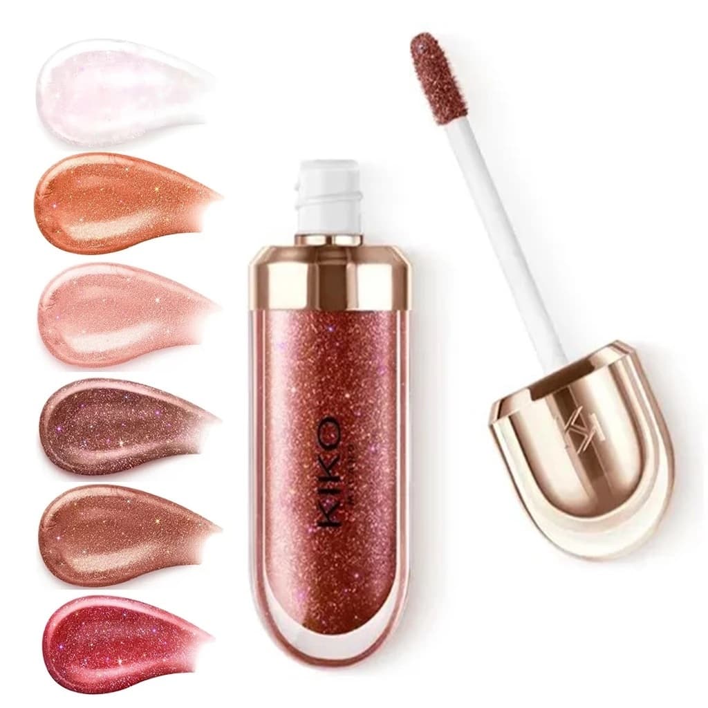 NOVO Gold Reflections 3D Hidra Lips Gloss Kiko Milano Ouro Rosa