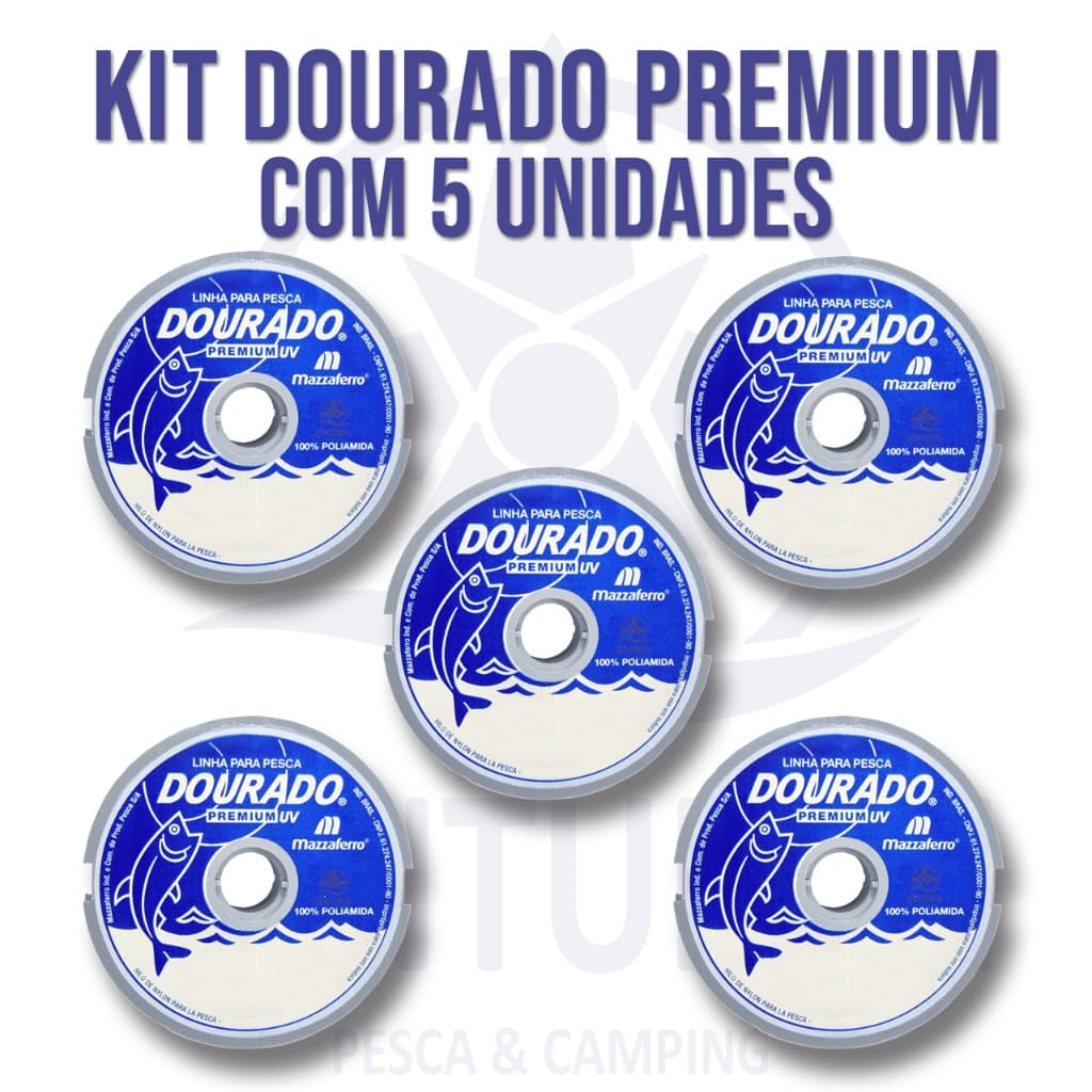 Kit Com 5 Unidades de Linha De Pesca Dourado Premium Fio de Nylon 100 metros - 0,20mm ao 0,45mm