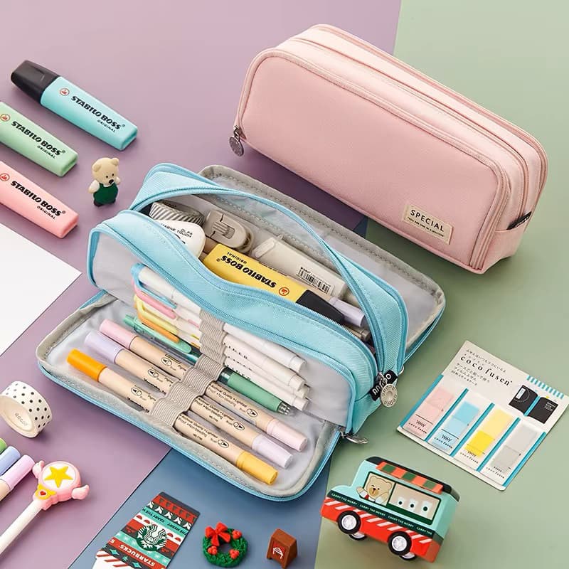 Estojo De Lápis Caneta Esferográfica De Papelaria Bolsa De Armazenamento Portátil De Grande Capacidade