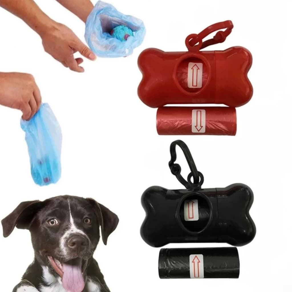 Kit Cata Caca Porta Saquinhos + 2 Refis Pet Cachorro Gato Passeio Limpeza Prática LR-0151