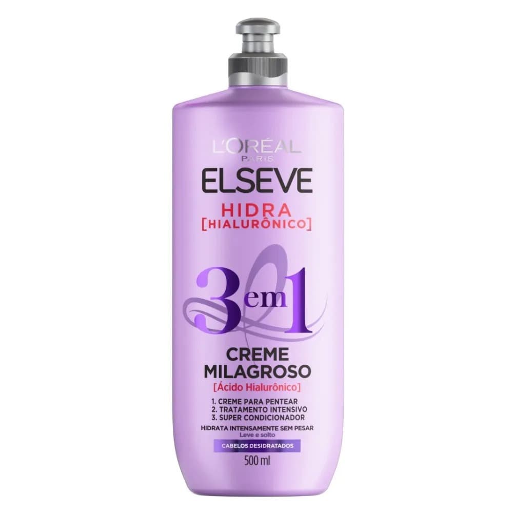 Creme Milagroso 3 em 1 Elseve Hidra Hialurônico 500ml