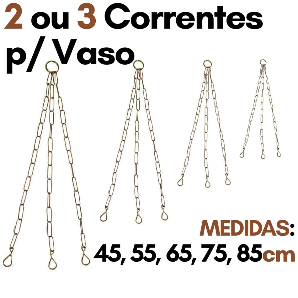 Corrente Pendurar Vaso Suspenso de Plantas Kit Correntes 45 55 65 75 85 Pendurar Xaxim Prato Flores