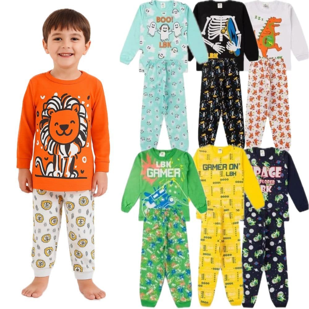 Kit 4 Peças Pijamas Sortido Infantil Menino Inverno Roupa Infantil Masculina