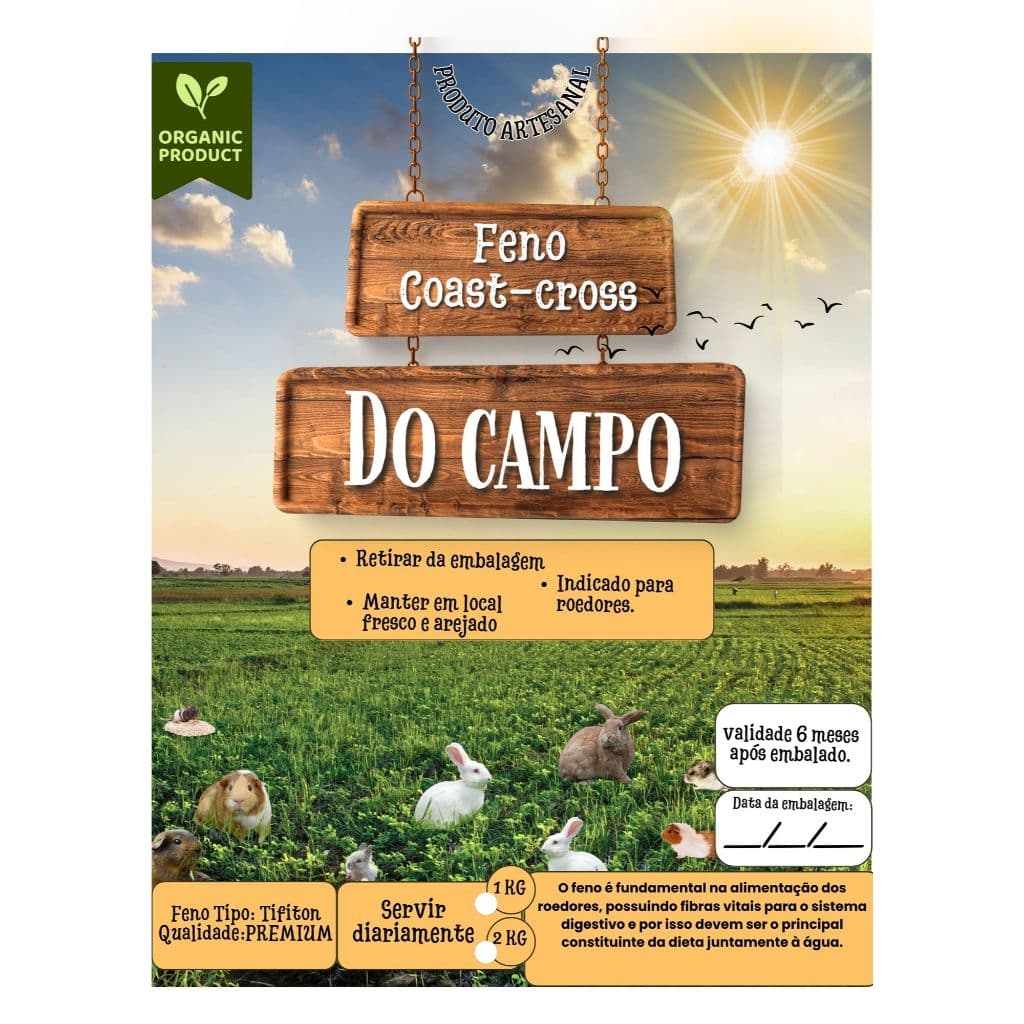 COMBO 2X2kg Feno Premium para Porquinho da India Coelho / fabricacao artesanal