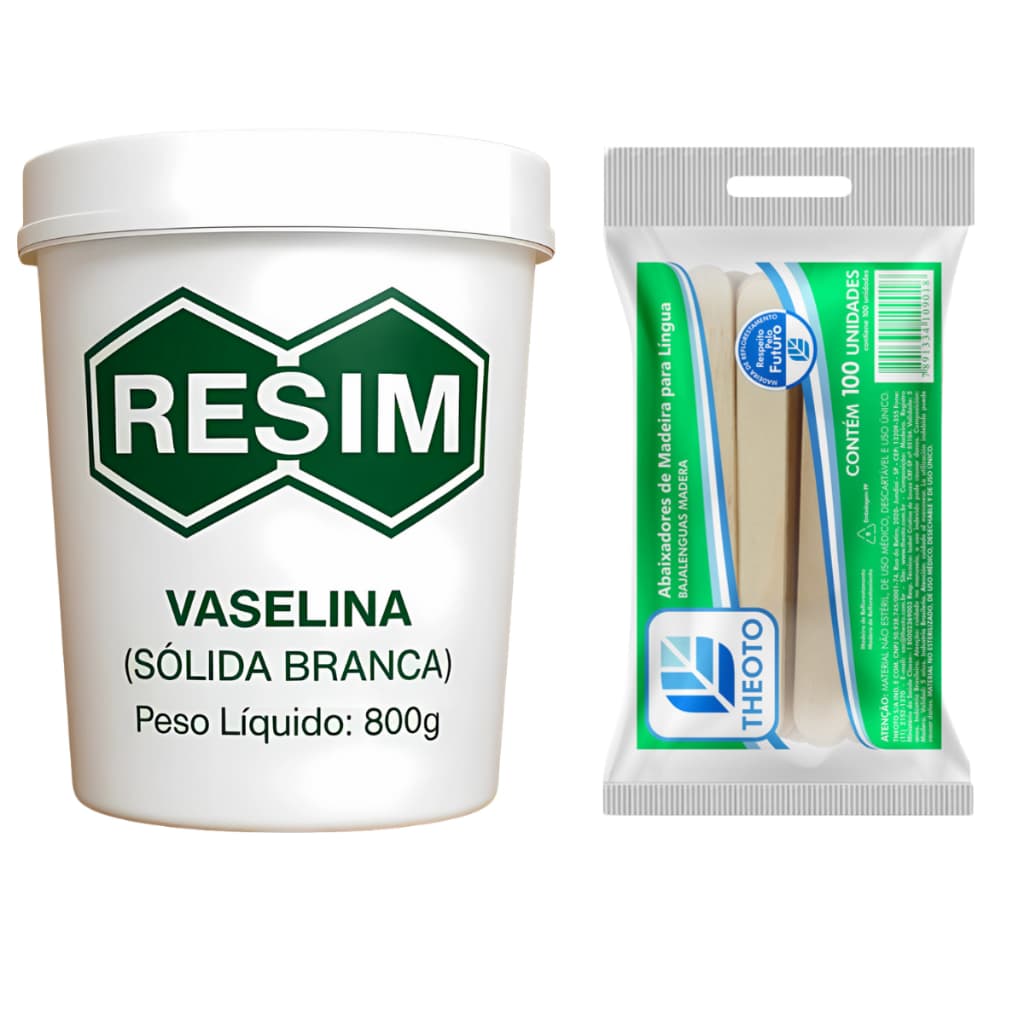 Vaselina  resim 800g 100 palitos espatula abaixador theoto