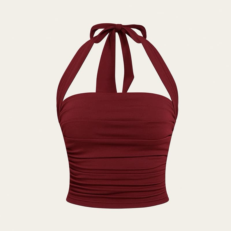 Top Com Detalhe Drapeado E Amarração No Pescoço Feminino